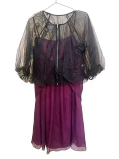 AIMER エメ ドレス　レイヤード チュールカーディガン付