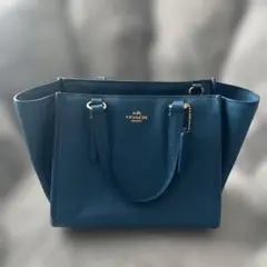 COACH ネイビー レザー ハンド・ショルダーバッグ