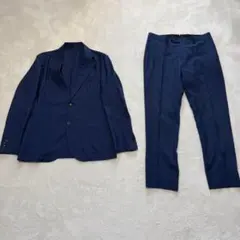 エディフィス セットアップ スーツ　上下　ネイビー　春夏　リネン　48サイズ