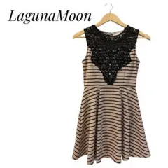 【美品】LagunaMoon ノースリーブ ボーダー フレアワンピースのサムネイル