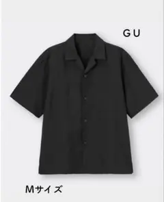 ＧＵ　ドライリラックスフィットオープンカラーシャツ M 黒　ブラック　5分袖