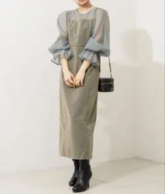美品✨ IENA ボリュームスリーブクルーネックブラウス 紺 フリー 
