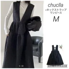 chuclla Vネック ストラップワンピース　ジャンパースカート　M ブラック