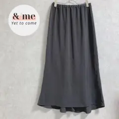 アースミュージック&エコロジー　ロングフレアスカート　ウエストゴム　ダークグレー