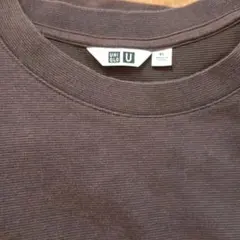 UNIQLOU エアリズムコットンオーバーサイズTシャツ　ブラウンボーダー