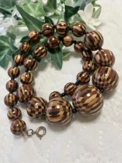 寄木細工　玉ネックレス　伝統工芸品