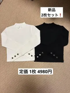 【新品：破格‼️】ANIEND ハイネックリブカットソー 2枚セット 白黒