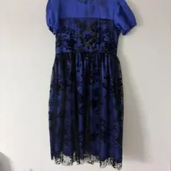 青と黒の花柄レース刺繍ドレス 子供用