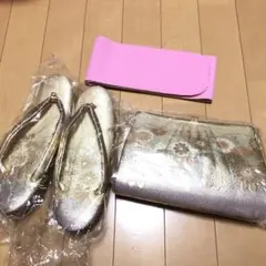 金色の草履と和装バッグセット草履と小物セット　着物　金