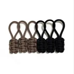 【001】ジッパータブ パラコード 6個セット キーホルダー ファスナー