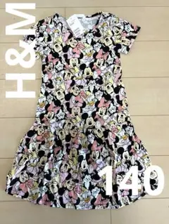 新品☆H&M ミッキー ミニー キャラクター柄 半袖ワンピース 135 140