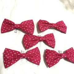 ピンク水玉模様のクリップ5個セットまとめ売り大きめ約10cm