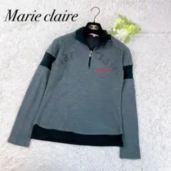 marie claire SPORT 切替 ハーフジップ カットソー 長袖