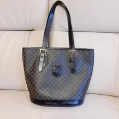 美品☆CELINE トートバッグ 黒 マカダム柄 バケツ型 PVC
