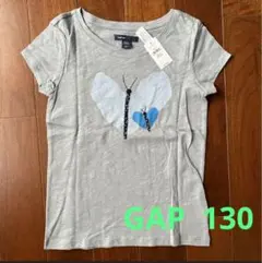 新品タグ付きTシャツ130 女の子半袖GAPギャップ グレー