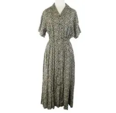 LOWRYS FARM 花柄 開襟　半袖シャツワンピース ロング