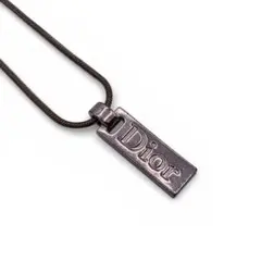 Dior クリスチャン・ディオール ロゴプレート ネックレス シルバー