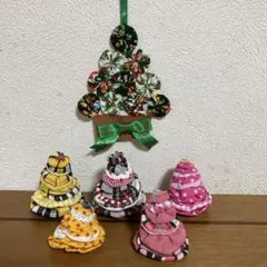 ヨーヨーキルトのクリスマス6点セット　ツリー・オーナメント　ハンドメイド品