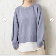 【 INGNI 】天竺サイドスリットニット サックス M