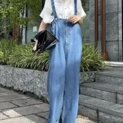 24SS超美品！完売DouDouデニムサロペット股上深め人気ブルーオールインワン 2025年最新】DouDou レディース サロペット・オーバーオール