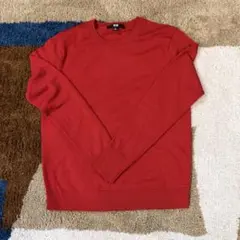 【美品】 ユニクロ メリノクルーネックセーター レッド S