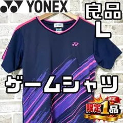 【早い者勝ち✨】ヨネックス レディース 半袖 ゲームシャツ L 総柄 ネイビー系