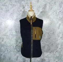 ジャーナルスタンダード　フリースベスト　ウール100%　紺　レザー