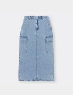 GU デニムカーゴロングスカート(丈標準83～90cm)