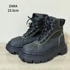 美品 ZARA ラバーライズド ラグソール アンクルブーツ 23.5cm