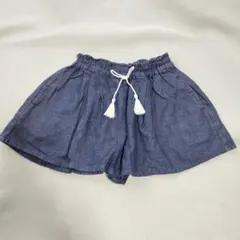 80cmデニム風ショートパンツ タッセル付き ウエストゴム
