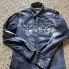 DSQUARED2 ペイント加工 デニムシャツ