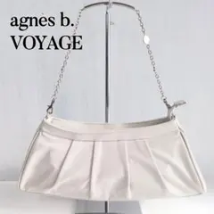 アニエスベー ボヤージュ チェーン ハンドバッグ ロゴ刻印 オフホワイト