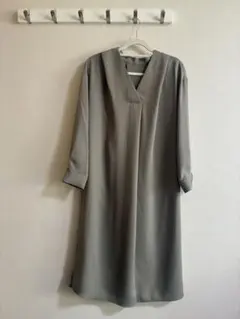 ナノユニバース Vネックとろみワンピース　長袖 フリーサイズ