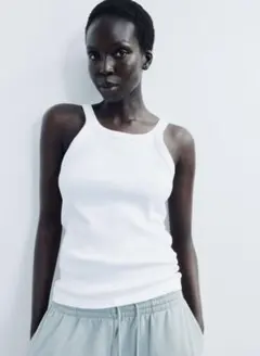 H&M アメスリリブタンク　ベージュ