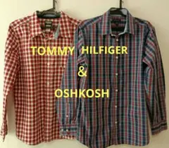 トミーヒルガー＆オシュコシュ長袖チェックシャツ２枚セット14（150-160）