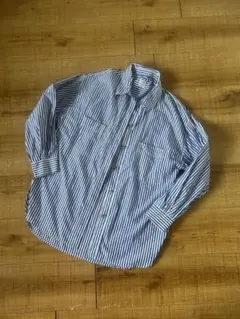 アングリッド Ungrid 青白ストライプ オーバーサイズ シャツ 長袖シャツ