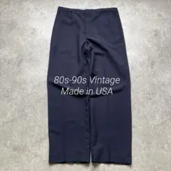 80s 2タックヘリンボーンスラックスW34 グレー ワイドストレート