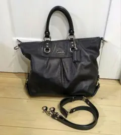 COACH コーチ 2WAY レザー トートバッグ　ショルダーバッグ　ブラック