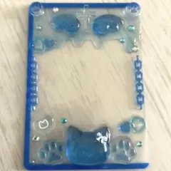 【B8】トレカケース デコ 水色 青