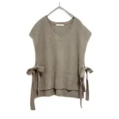 y2270 しまむら アミスター サイドリボン ニットベスト リブ L