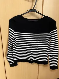 ストライプ長袖ニット セーター フリーサイズ