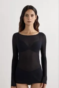 intimissimi ウール＆シルク ラウンドネック ロングスリーブ 黒 S