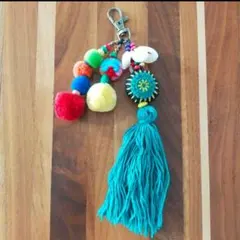 ✾フリンジチャーム⑨✾カゴバッグメルカドバックタッセルポンポン✾新品未使用