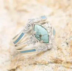 7844 シルバー ターコイズ リング czダイヤモンド アクセサリー 指輪