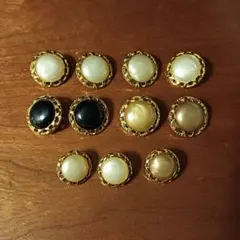 装飾ボタンセット（黒・パール・ピンクゴールド）