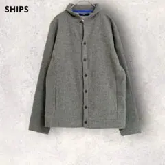 シップス　長袖シャツ　S グレー　ウール混　日本製　シンプル　無地　カジュアル