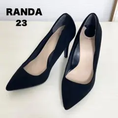 極美品⭐︎ RANDA 黒 パンプス スエード ポインテッドトゥ ハイヒール 23