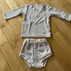 ベージュ ワッフル生地セットアップ　シーイン　80