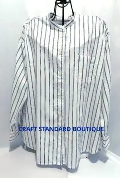 CRAFT STANDARD BOUTIQUE 紺色ストライプ バンドカラーのサムネイル