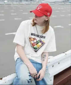 WISH FOR EVER ビリヤード柄 Tシャツ ホワイト M